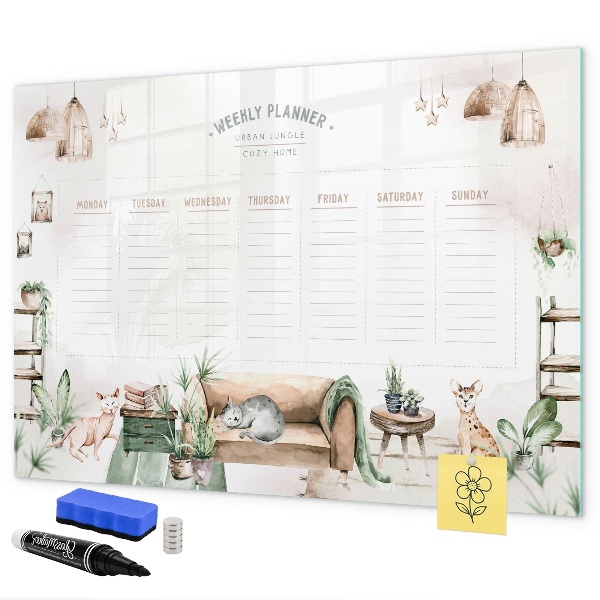 Magnetic dry erase board Urban jungle-style weekly planner