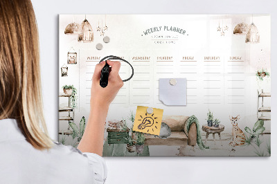 Magnetic dry erase board Urban jungle-style weekly planner