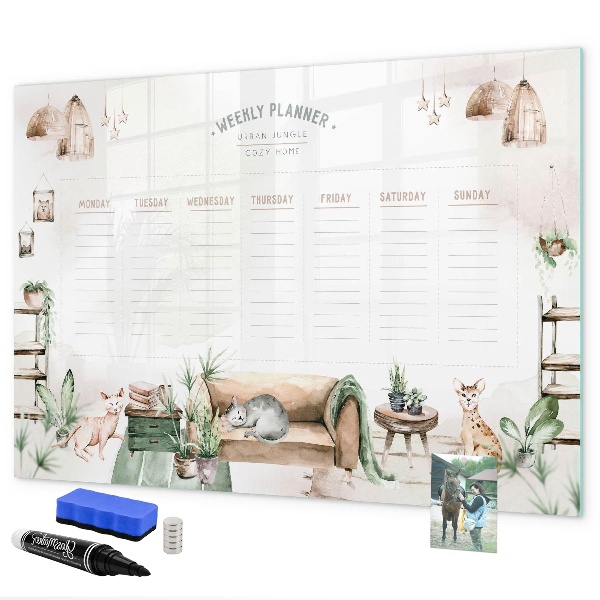 Magnetic dry erase board Urban jungle-style weekly planner