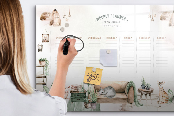 Magnetic dry erase board Urban jungle-style weekly planner