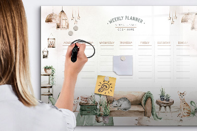 Magnetic dry erase board Urban jungle-style weekly planner