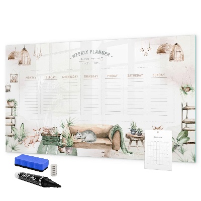 Magnetic dry erase board Urban jungle-style weekly planner