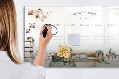 Magnetic dry erase board Urban jungle-style weekly planner