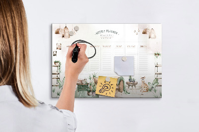 Magnetic dry erase board Urban jungle-style weekly planner