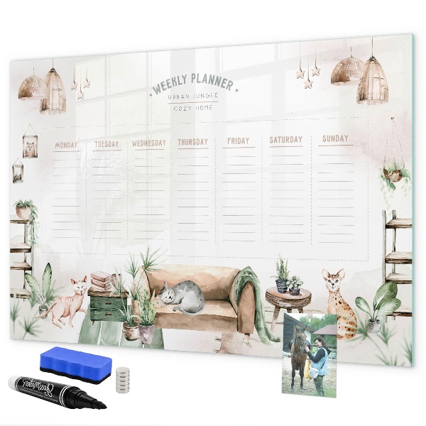 Magnetic dry erase board Urban jungle-style weekly planner