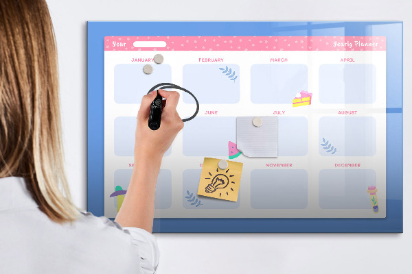 Magnetic dry erase board Annual planner with space for photos