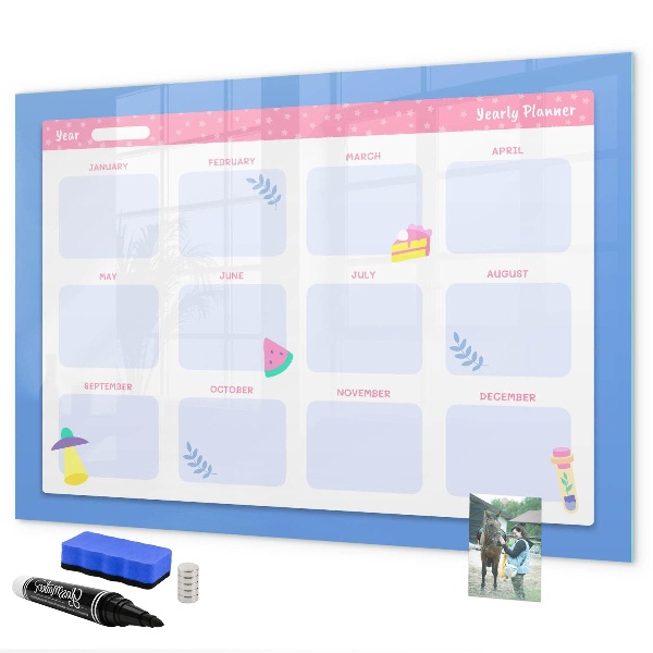 Magnetic dry erase board Annual planner with space for photos