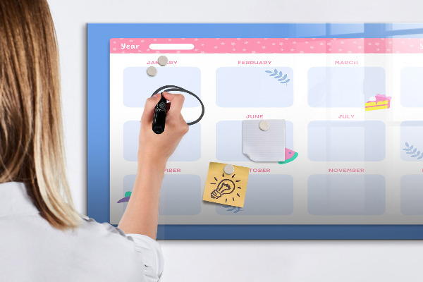 Magnetic dry erase board Annual planner with space for photos