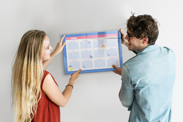 Magnetic dry erase board Annual planner with space for photos