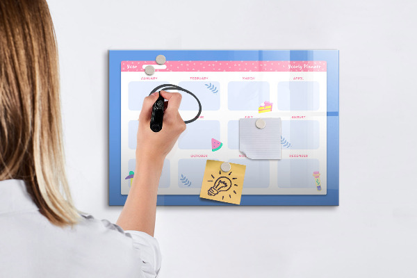 Magnetic dry erase board Annual planner with space for photos