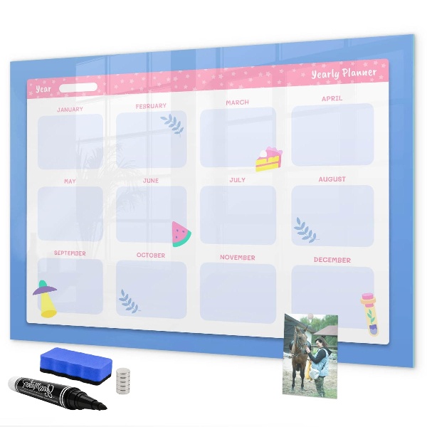 Magnetic dry erase board Annual planner with space for photos