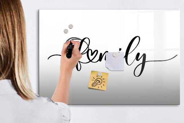 Dry erase board magnetic Family memories on the wall