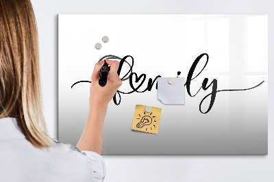 Dry erase board magnetic Family memories on the wall