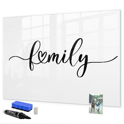 Dry erase board magnetic Family memories on the wall