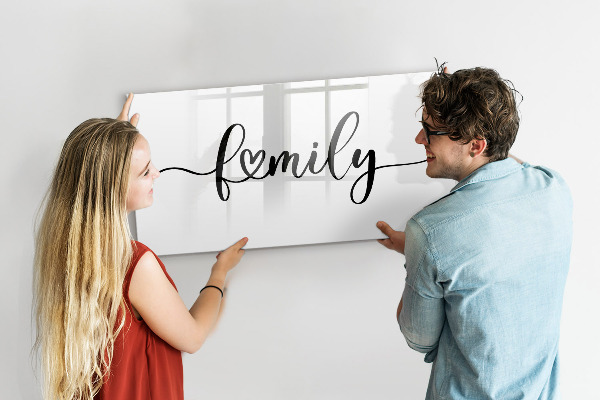 Dry erase board magnetic Family memories on the wall