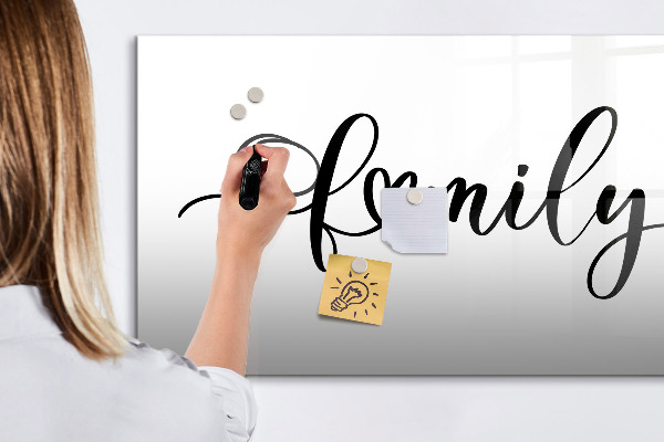 Dry erase board magnetic Family memories on the wall