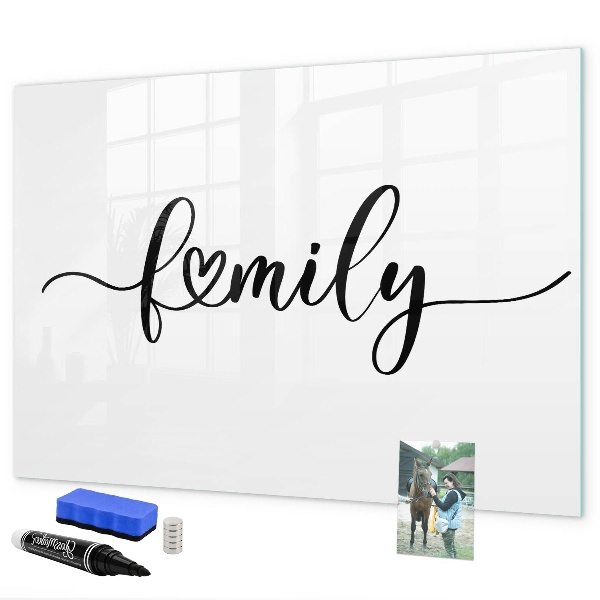 Dry erase board magnetic Family memories on the wall