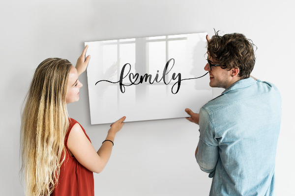 Dry erase board magnetic Family memories on the wall