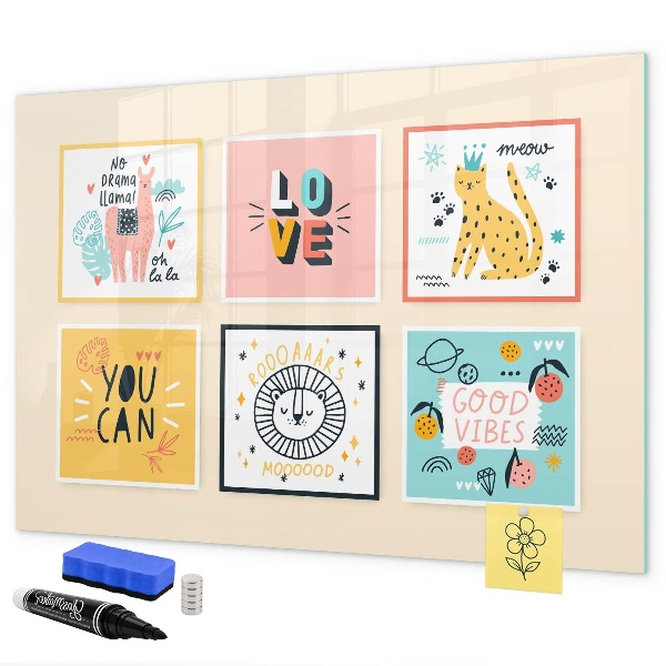 Magnetic dry erase board Creative collages full of positive emotions