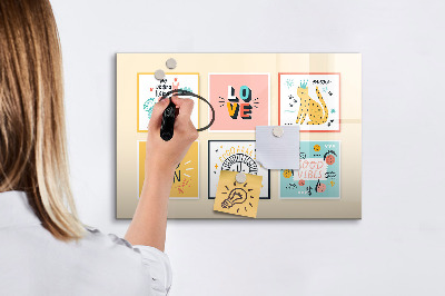 Magnetic dry erase board Creative collages full of positive emotions