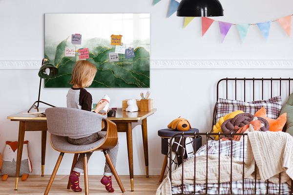 Dry erase board magnetic Green board for photos and notes