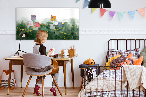 Dry erase board magnetic Green board for photos and notes