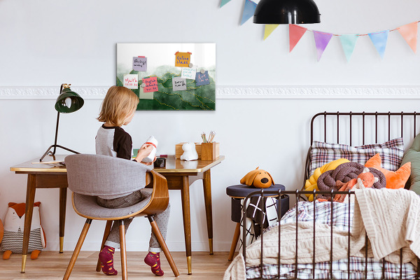 Dry erase board magnetic Green board for photos and notes