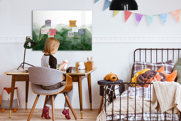 Dry erase board magnetic Green board for photos and notes