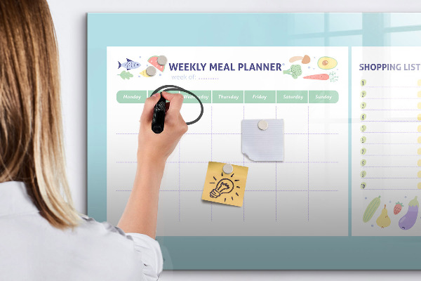 Magnetic dry erase board Meal planner and shopping list