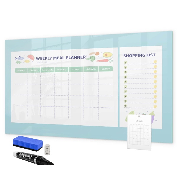 Magnetic dry erase board Meal planner and shopping list