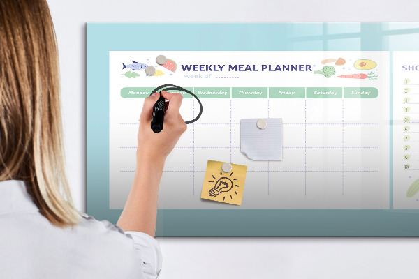 Magnetic dry erase board Meal planner and shopping list