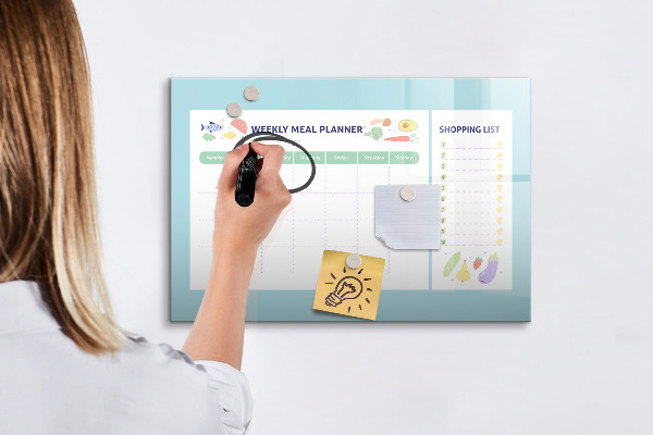 Magnetic dry erase board Meal planner and shopping list