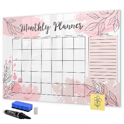 Magnetic dry erase board Monthly planner with space for photos