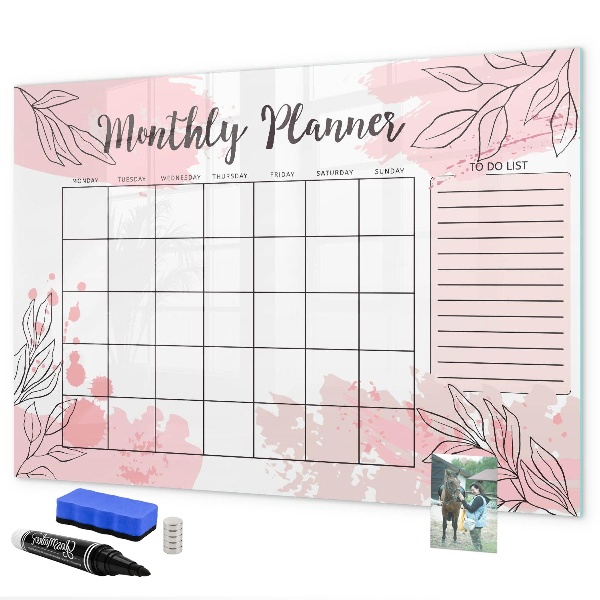 Magnetic dry erase board Monthly planner with space for photos