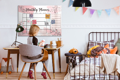 Magnetic dry erase board Monthly planner with space for photos