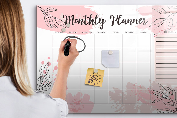 Magnetic dry erase board Monthly planner with space for photos