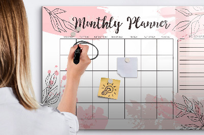 Magnetic dry erase board Monthly planner with space for photos