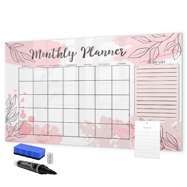 Magnetic dry erase board Monthly planner with space for photos