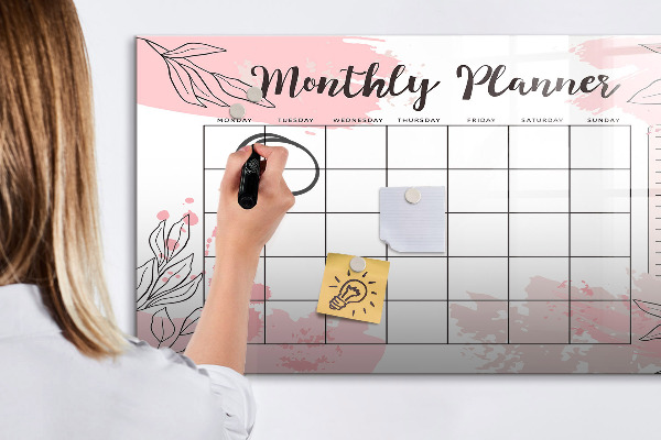 Magnetic dry erase board Monthly planner with space for photos