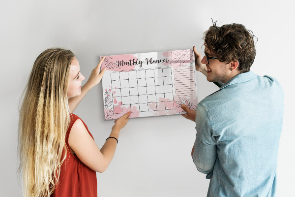 Magnetic dry erase board Monthly planner with space for photos