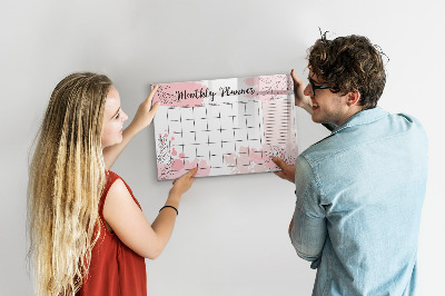 Magnetic dry erase board Monthly planner with space for photos