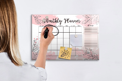 Magnetic dry erase board Monthly planner with space for photos