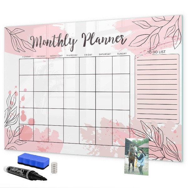 Magnetic dry erase board Monthly planner with space for photos