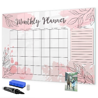 Magnetic dry erase board Monthly planner with space for photos