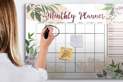 Dry erase board magnetic Monthly planner with space for photos