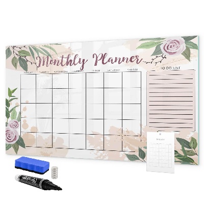 Dry erase board magnetic Monthly planner with space for photos