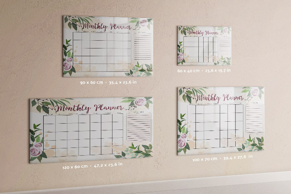 Dry erase board magnetic Monthly planner with space for photos