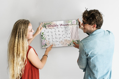 Dry erase board magnetic Monthly planner with space for photos