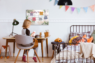Dry erase board magnetic Monthly planner with space for photos