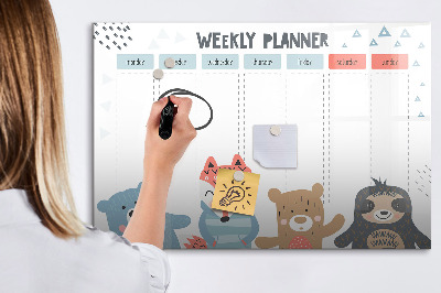 Magnetic dry erase board Cute Animal Weekly Planner